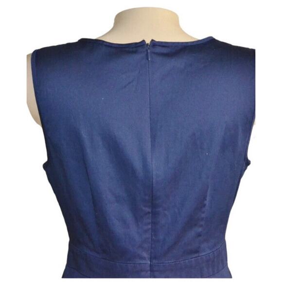Maison Jules Womens Waist Bow Detail Fit Flare Dress Blue Office Sz 8 Sleeveless - Picture 10 of 14